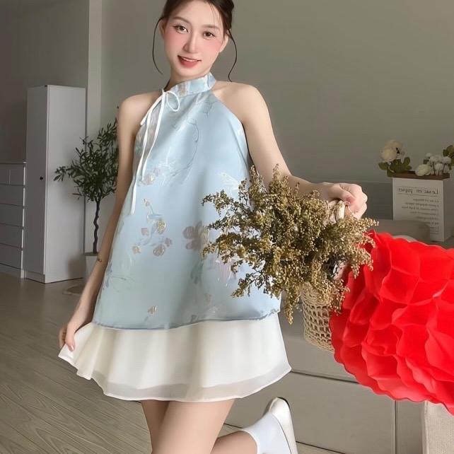 Áo yếm cổ tàu trắng/hồng/xanh bơ/xanh biển_ORIMI Nữ Top