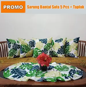 COD PAKET HEMAT Set Sarung Bantal Sofa 40x40 (Isi 5pcs) + 1 Taplak meja tamu promo murah