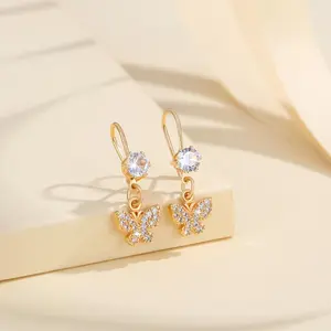 LM052 Anting Titanium Mewah Kupu-kupu Anting Hoop Korea Wanita Earing Earrings