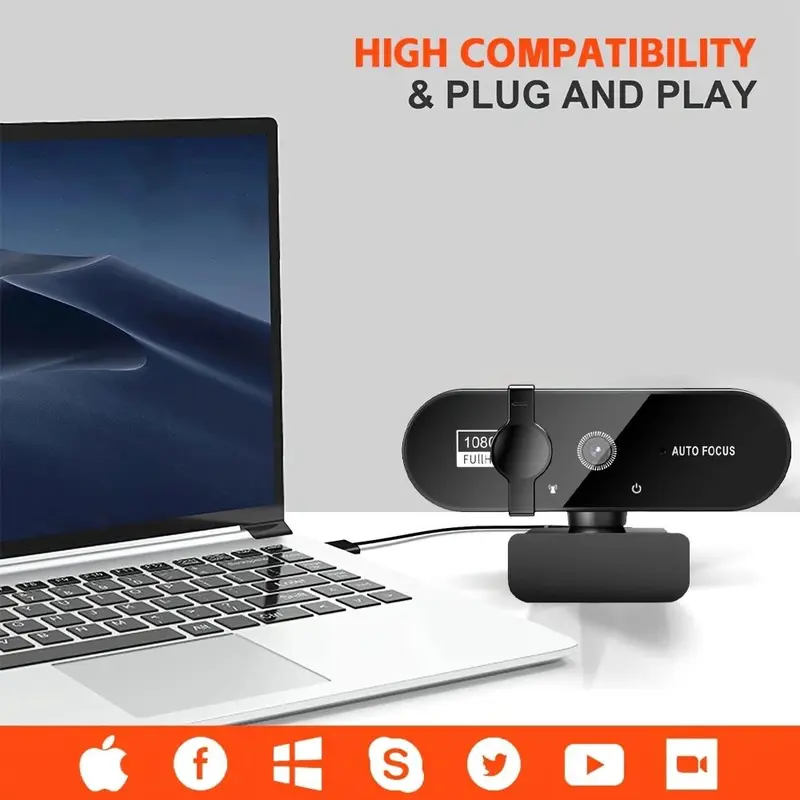 Full HD 1080P Webcam, Auto Focus Webcam with Microphone, USB Web Camera for Video Calling, Compatible with Skype, Zoom, FaceTime, Hangouts, PC/MAC/Laptop/Macbook/Tablet 8