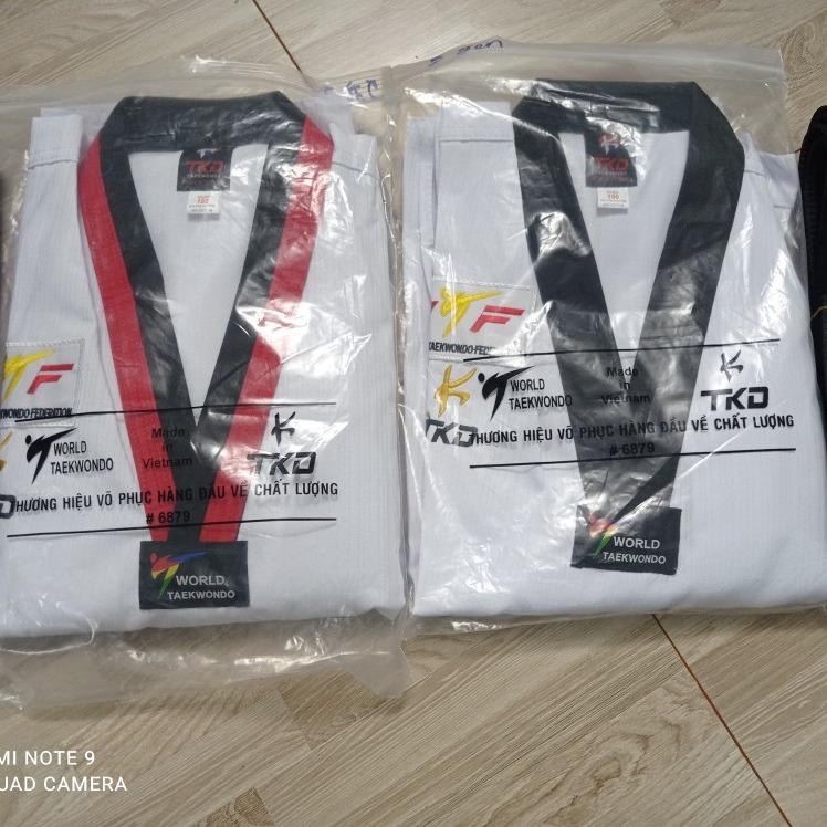 Võ phục TAEKWONDO K-TKD cổ đen / cổ đỏ đen