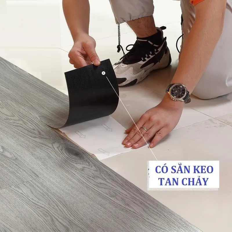（MM-mat）  (Hỏa Tốc) Sàn nhựa giả gỗ Livits có sẵn keo dán lót sàn, nhiều màu, giá tại kho kích thước 45x15cm dày 1.2mm