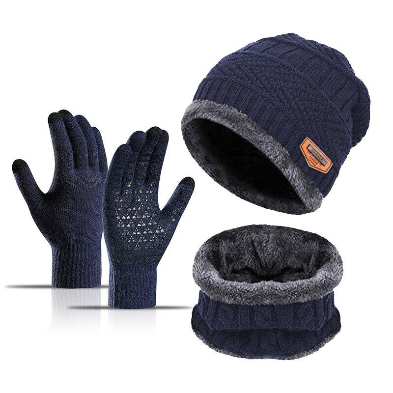 Mũ len nam nữ trùm đầu kèm khăn quàng cổ và găng tay ấm áp thời trang mùa đông Ong bao tay