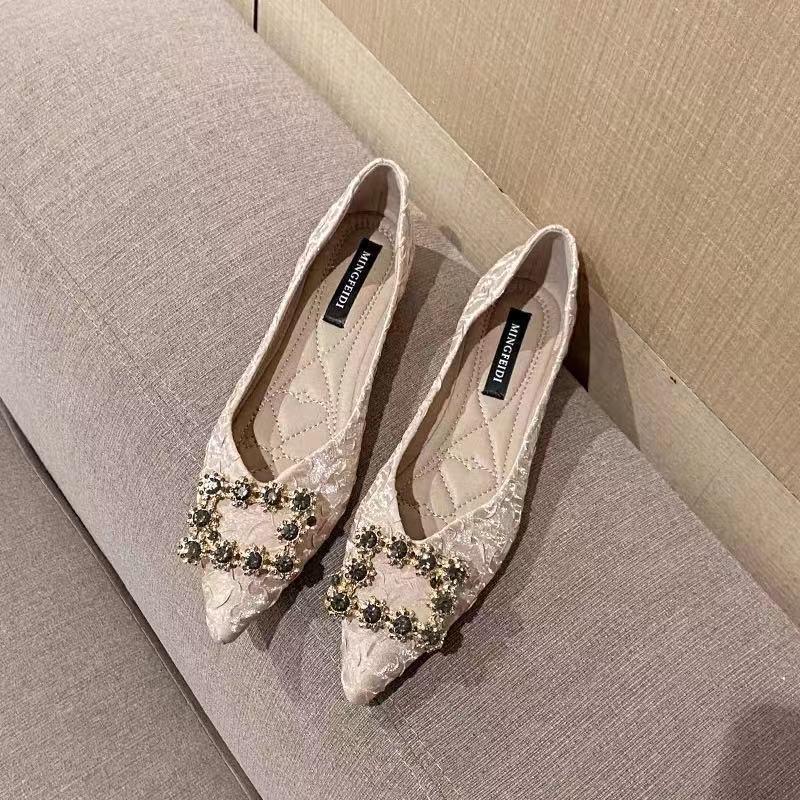 Giày Dễ Phối Đồ Đế Mềm, Cắt Thấp, Mũi Nhọn, Ngoại Cỡ, Bơm Phẳng, Phong Cách Wanwan Quý Cô Cổ Tích Nhẹ Nhàng, Hàng Mới Về Mùa Lò Xo 2024, Thích Hợp Cho Tất Cả Các Mùa 3