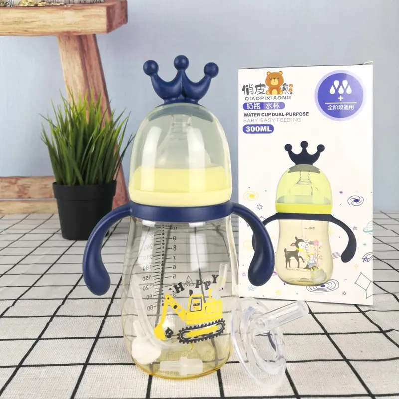 [GRATIS ONGKIR]  Botol Minum Bayi 2 IN 1 Training Sedotan+Dot BPA FREE 300 ML  / Gelas Training Anak Balita Lucu Portable Anti Tumpah Anti Bocor 3