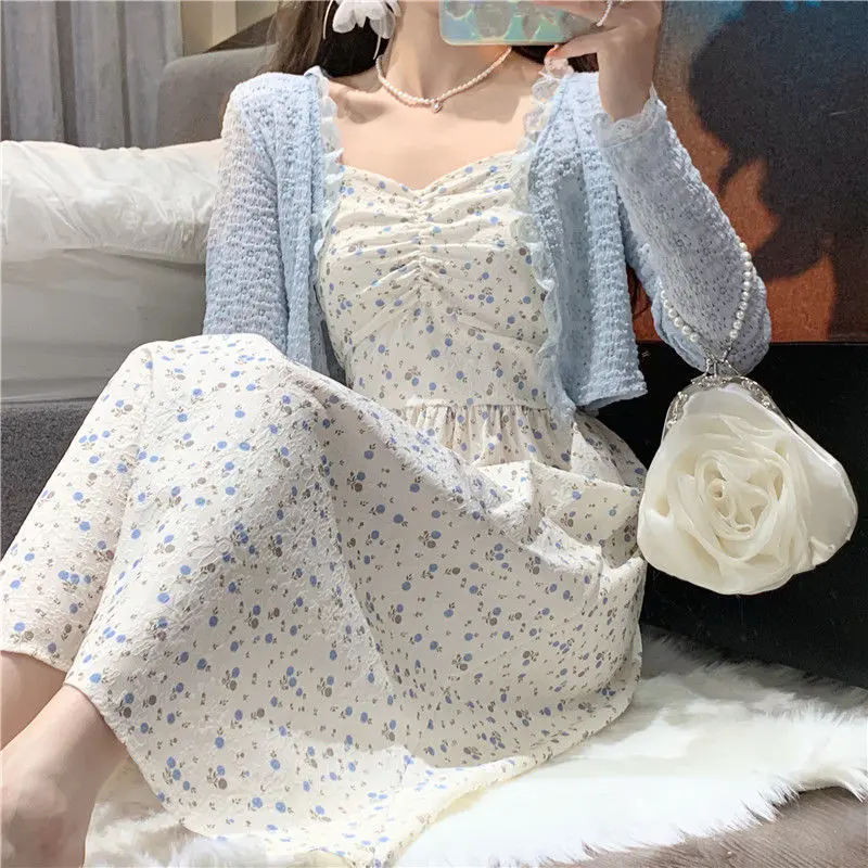 Đầm Hoa Thanh Lịch, Tình Yêu Đầu Tiên Kiểu Pháp, Dây Đeo Eo, Áo Cardigan Ngọt Ngào Mới 2024 Mùa Hè Cho Nữ, Áo Chống Nắng Women Dress 7