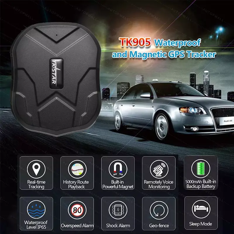 GPS TRACKER PORTABLE ORIGINAL TKSTAR TK905 TK 905 5000 MAH MOBIL MOTOR TK915 TK905B TK918 TRACKER FREE SERVER 1
