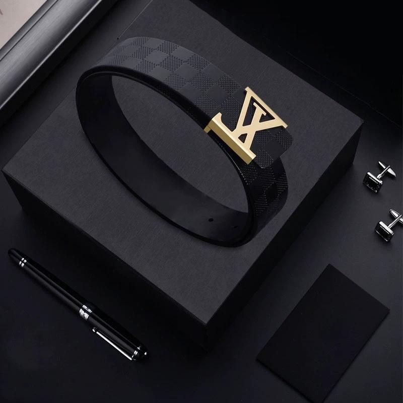 (V.I.P) Thắt Lưng Da Khóa Cài YL Cao Cấp dập vân CARO Thời Trang Cao Cấp nam