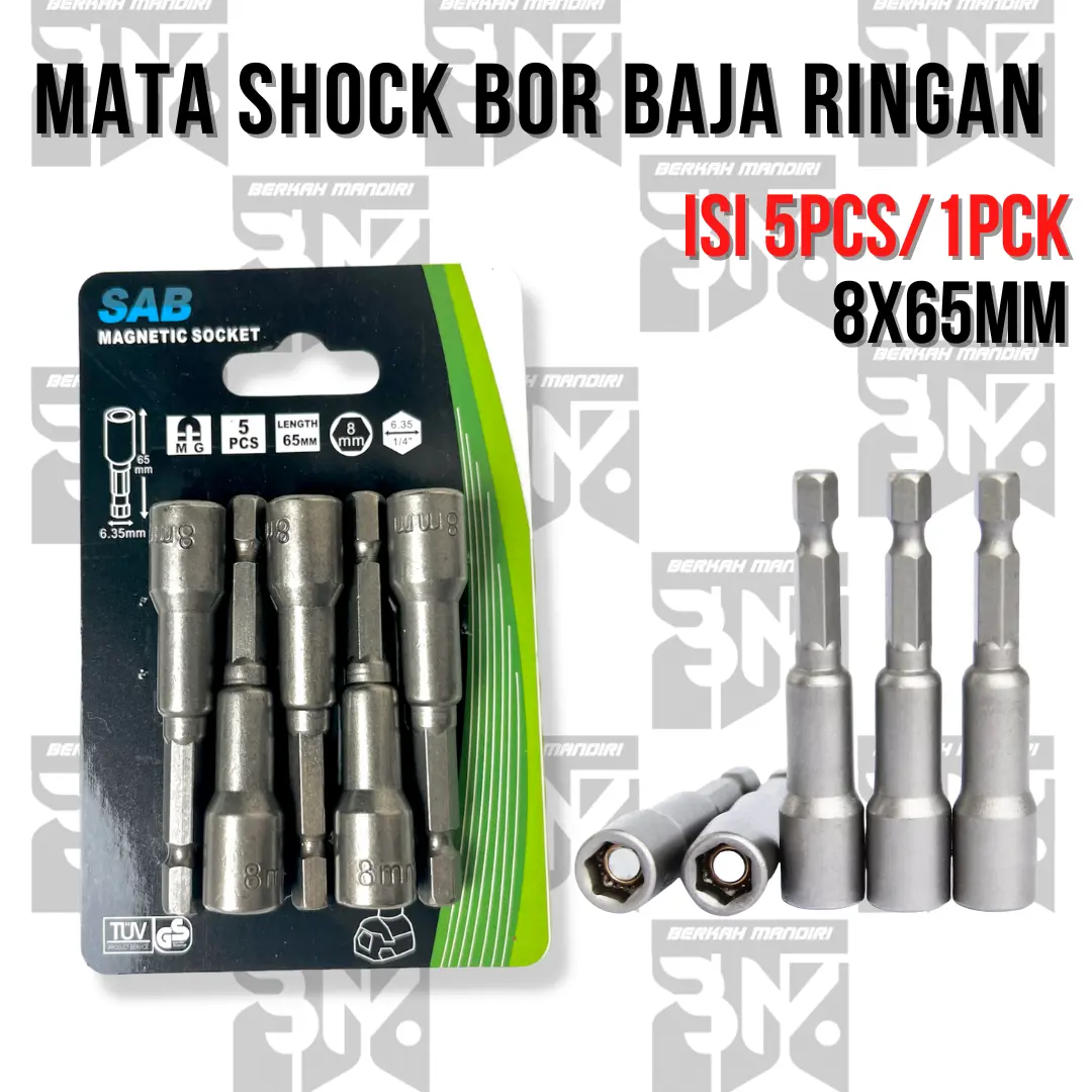 Mata Sok Roofing 8x65mm 8x42mm ISI 5PCS Magnetic Mata Bor Sock Baut Baja Ringan Magnet Nut Setter Suntech