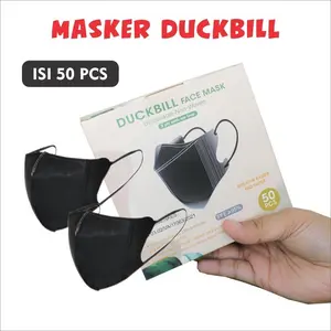 Y&B Care NUZ Masker Duckbill YNB 50 Pcs - Masker Duckbill Hitam Putih Dewasa Isi 50 Pcs dengan Perlindungan 99% Virus & PM2.5 dan Ruang Nafas Ekstra