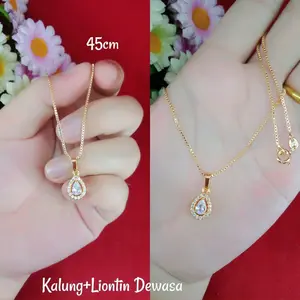 Kalung wanita Liontin Permata Cantik Model Emas Perhiasan Titanium Anti Luntur terbaru.. COD