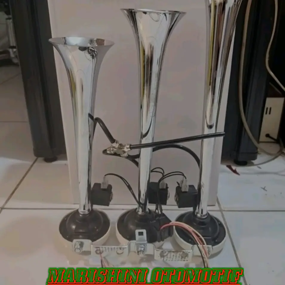 Klakson Telolet 6 Nada 3 Corong+Modul/Dus putih/Pakai Angin Landun Marcopolo Car