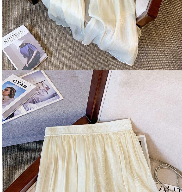 Product Introduction of Quần Váy Voan Lụa Lạnh Màu Đen, Dành Cho Nữ, Quần Mỏng Mùa Hè, Cạp Cao Co Giãn, thụng Rộng, Thường Ngày, Quần Ống Rộng Xếp Ly 3