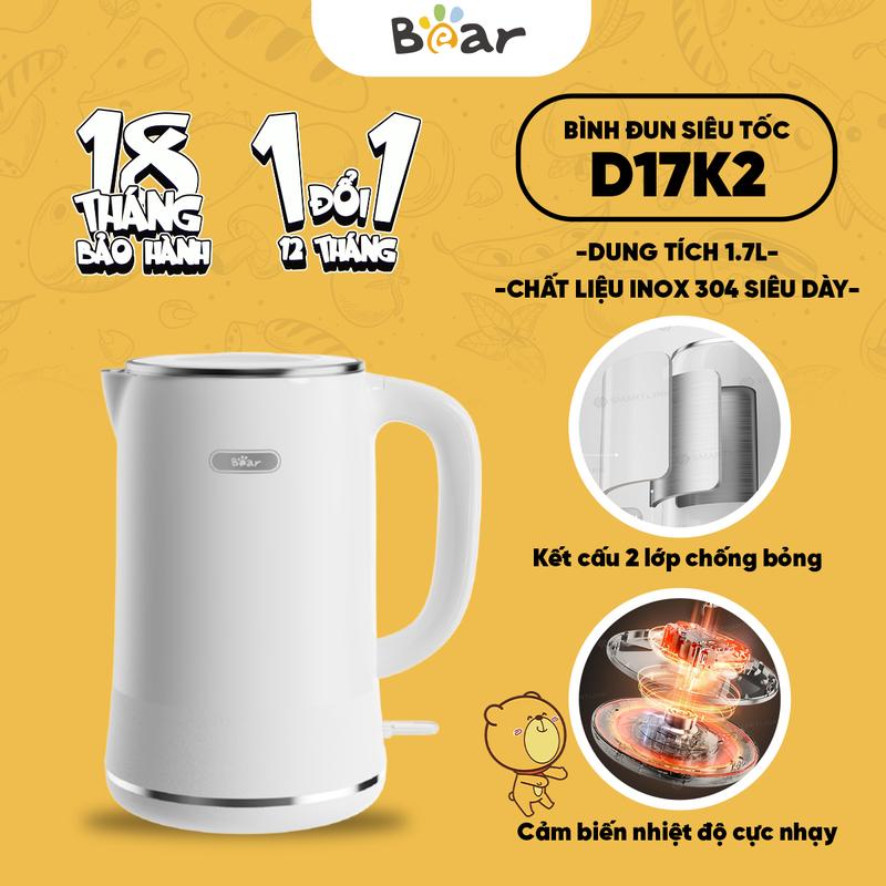 Bình đun siêu tốc Bear ZDH-D17K2 (1,7 lít)