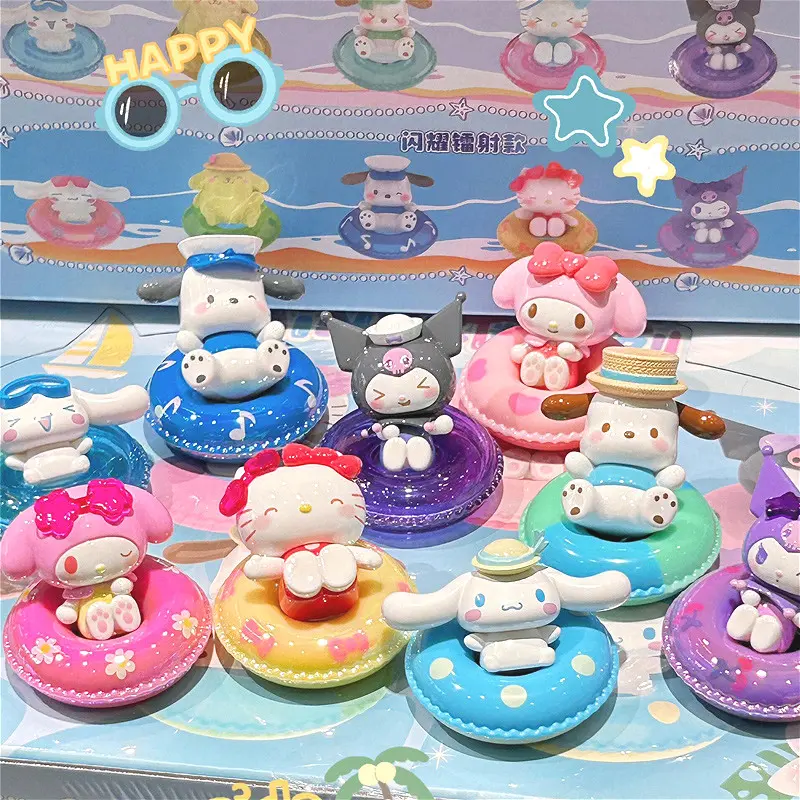 Đồ Chơi Bơm Hơi, Sanrio, 3 Cái / lốc Túi Ngẫu Nhiên, Hình Dạng Vòng Bơi Mini, Đồ Chơi Dễ Thương Mù, Có Hộp Quà Toy