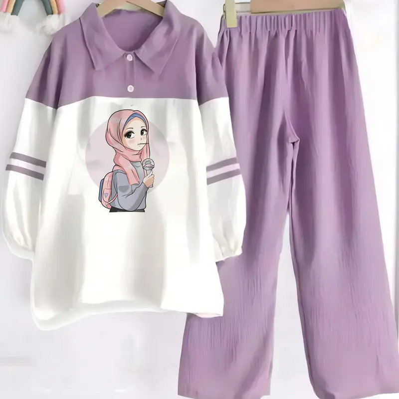 SET ANAK PEREMPUAN BAHAN CRINKLE AIRFLOW 1-12 TAHUN Lengan panjang Parsel set celana 0