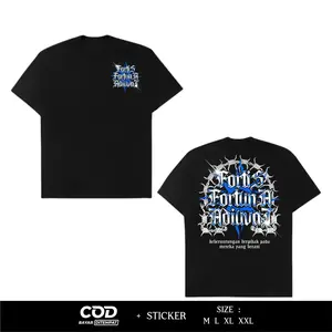 Baju Kaos Netral Desain Fortis Fortuna Adiuvat Keberuntungan Berpihak Pada Mereka Model Distro Sablon Dtf Full Punggung 24s Reguler Hitam Putih Biru Merah Cabai Inzavibe AC4