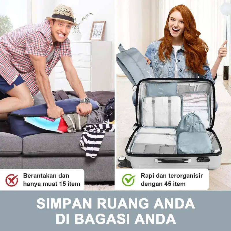 10 In 1 Travel Bag Tas Travel Organizer Bag Pouch Set Storage Luggage Bag Tas Penyimpanan Travel Tas Travel Organizer Koper Pouch Travel Baju Koper Tas Dalam Koper Packing Cubes Isi 10 Pcs Traveling Bag Organizer 4