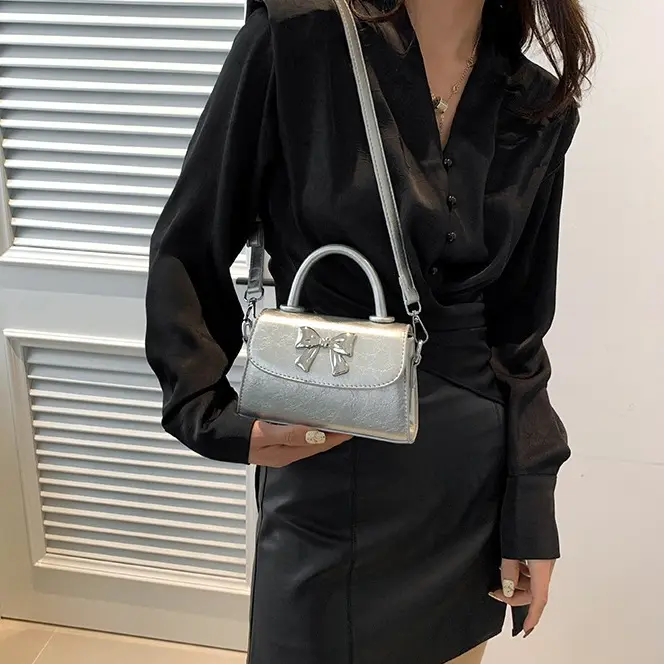 Túi Xách Nữ Cầm Tay Nơ Xinh Dạ PU Trơn Đeo Chéo Đeo Vai Phong Cách Hàn Xinh Xắn Bag Kem Da   CUN361 7