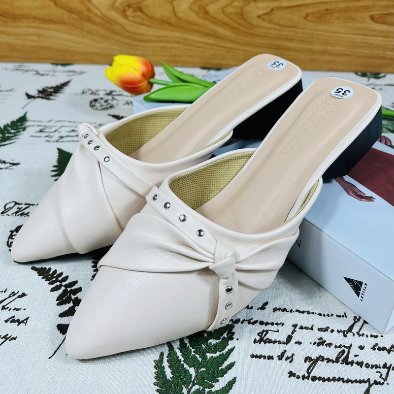 HN-01 Sục 3P Nơ Ú Dép Nữ Chuẩn Size Êm Chân - Hạnh Nguyên Shoes DéP Jean Nữ Len Len 1