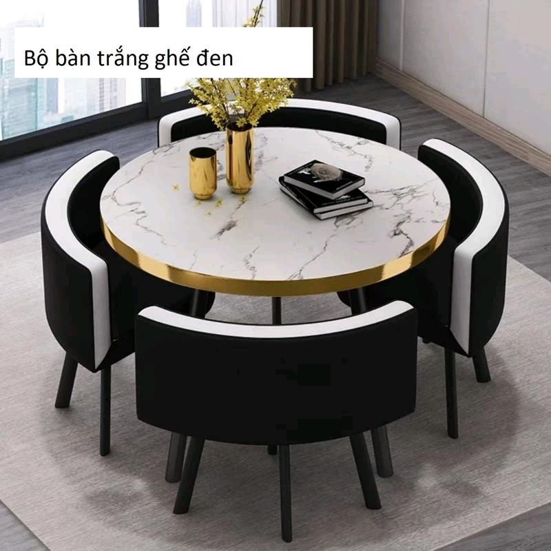 Bộ Bàn Tròn 4 Ghế Dành Cho Văn Phòng, Chung Cư, Nhà Trọ Đa Năng Tiết Kiệm Diện Tích Size Bàn 80cm 1