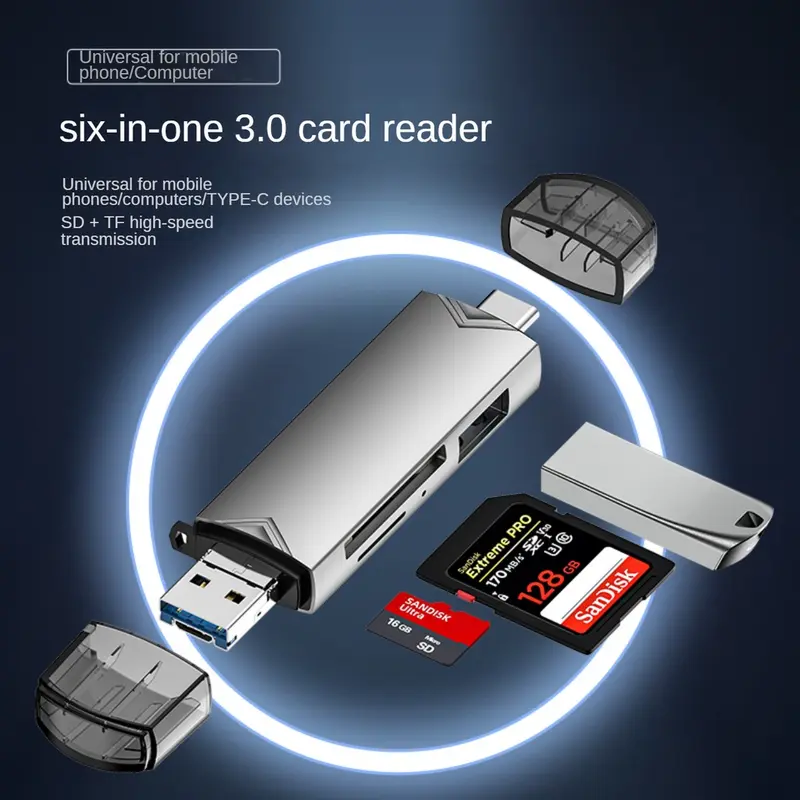 Đầu đọc thẻ USB3.0 2.0 Type-c Micro USB Điện thoại Android Máy tính Macbook Trung tâm OTG đa năng Máy ảnh Đĩa SD / TF / U HUB USB 1