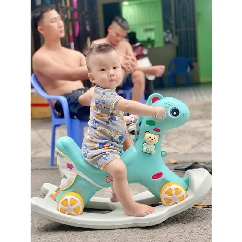 [FREESHIP] Ngựa bập bênh chòi chân 2in1 cho bé, có nhạc và đèn 3
