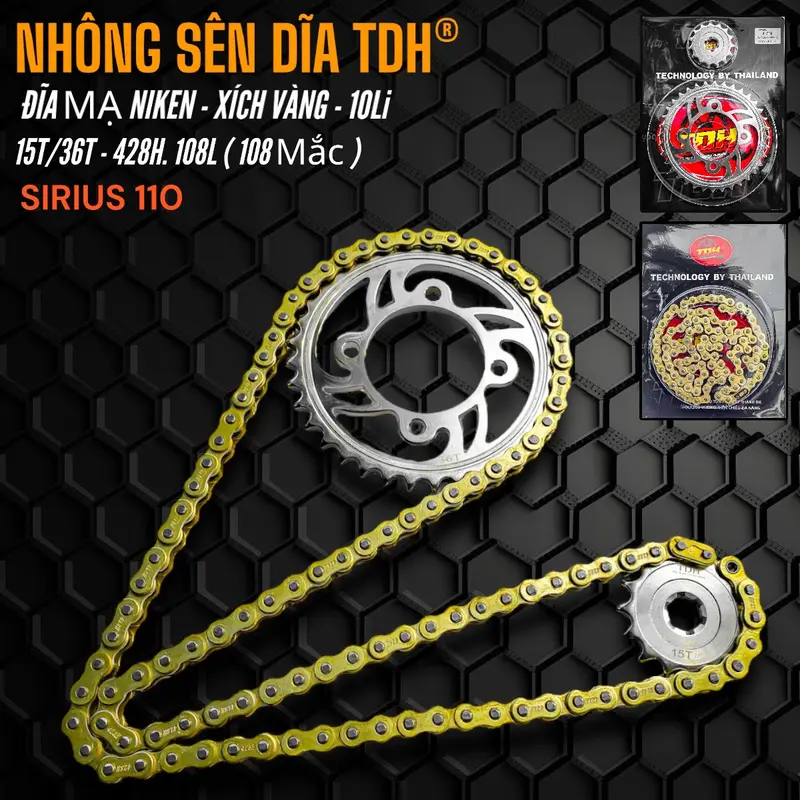 [ Thành DH ] Nhông Sên Dĩa TDH V2 Lắp Cho Sirius 110 - 50 - Wave - Dream [ Sên 10 Li/ 108 Mắc Lắp Cho Gắp Dài ] Phụ Tùng 1