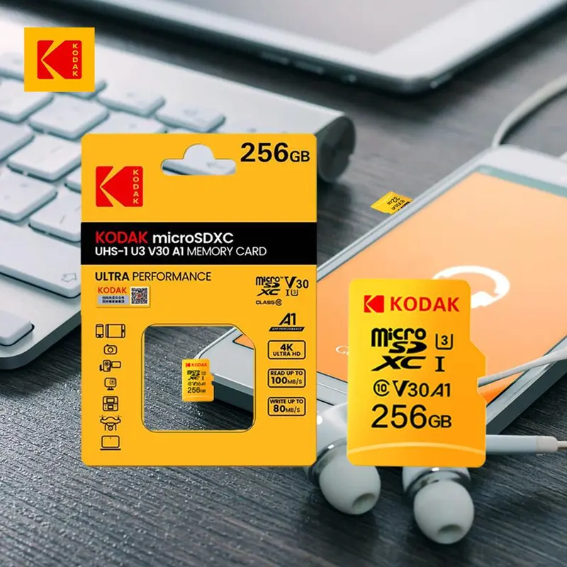 KODAK MicroSDXC Memory Card, 1 Count High Speed TF Card, 32G/64G/128G/256GB Camera Storage Card for Cameras, Mobile Phones, Driving Recorders 2