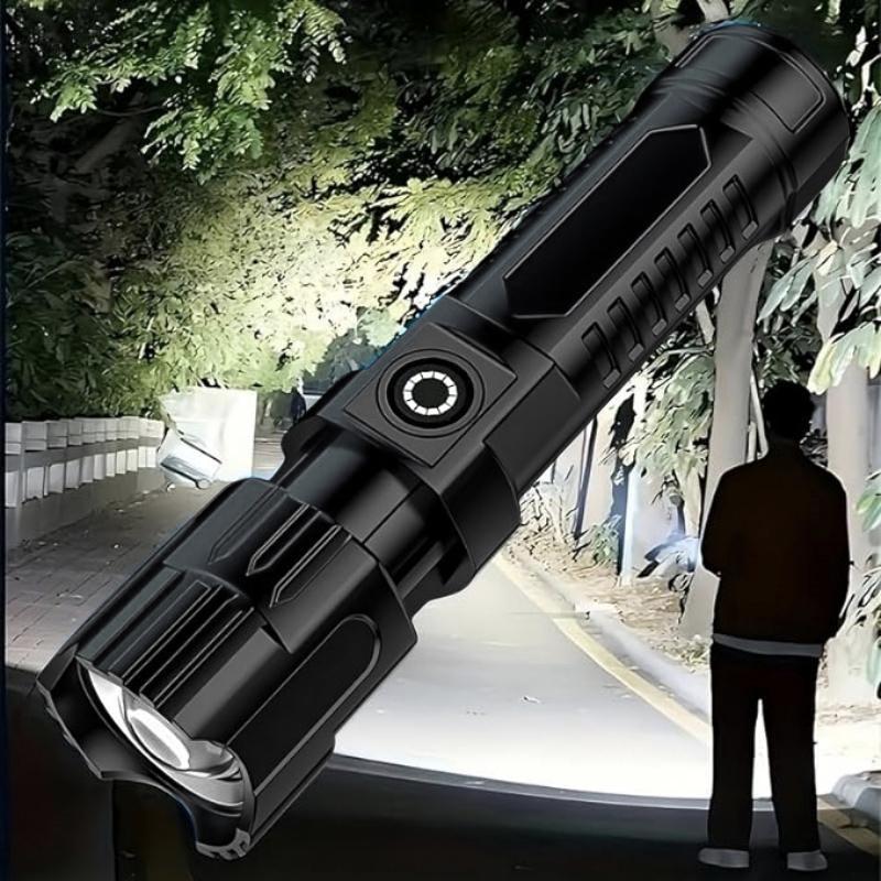 Product Introduction of USB Rechargeable LED Flashlight, Portable Zoom Flashlight, Outdoor Camping Hiking Emergency Light, Multifunctional LED Flashlight for Outdoor 2