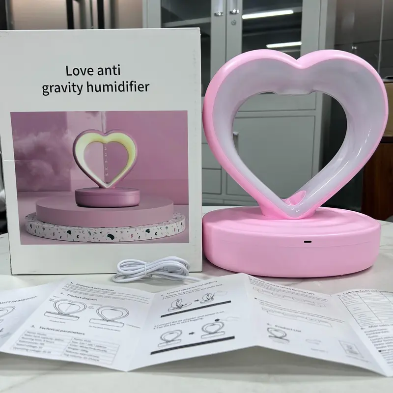Heart Design USB Powered Anti-gravity Humidifier, Quiet Bass Desktop Air Humidifier, High Fog Volume Humidifier for Home Office Bedroom 8