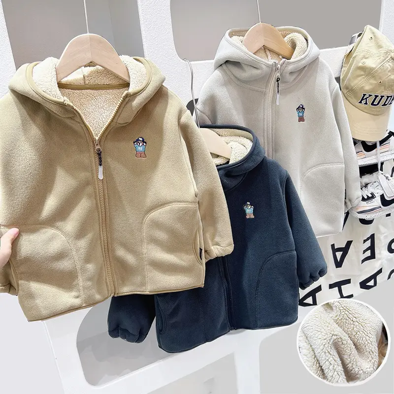 Áo khoác KACADY KIDS lông cừu bé trai siêu ấm lót lông kiểu dáng hàn quốc thu đông cho bé 2025 mẫu mới Cotton 0