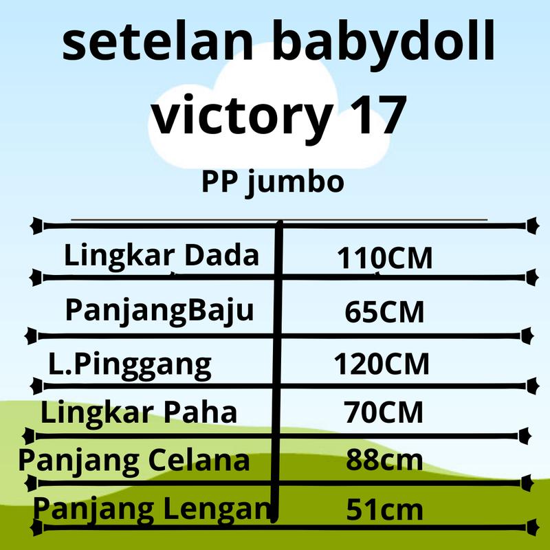 Product Introduction of Set PP Baju Tidur Kaos Lengan Panjang Dan Celana Panjang Jumbo Babydoll Wanita 3XL LD 110-120cm Busui Kancing 24