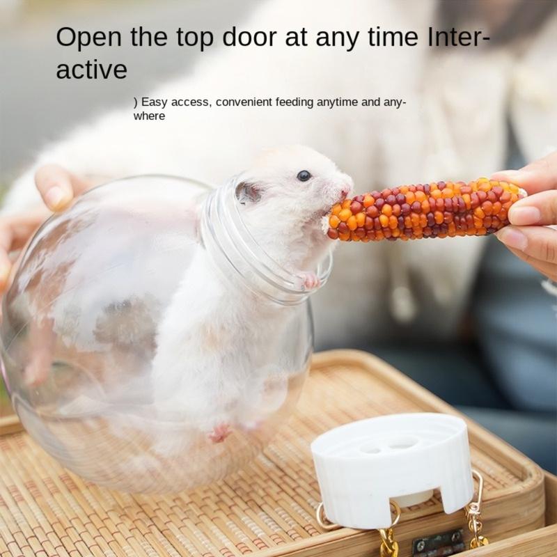 Product Introduction of thingin New Portable Hamster Transport Cage Ventilated Round Guinea Pig Carrier with Bag Strap Transparent Small Pet Carrier for Small Animal 19