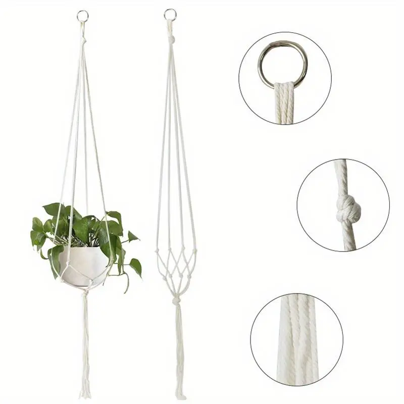 Macrame Plant Hanger, 1 Count Hanging Plant Pot Holder, Plant Pot Net Bag, Home Garden Supplies for Balcony Decoration, Modern 8