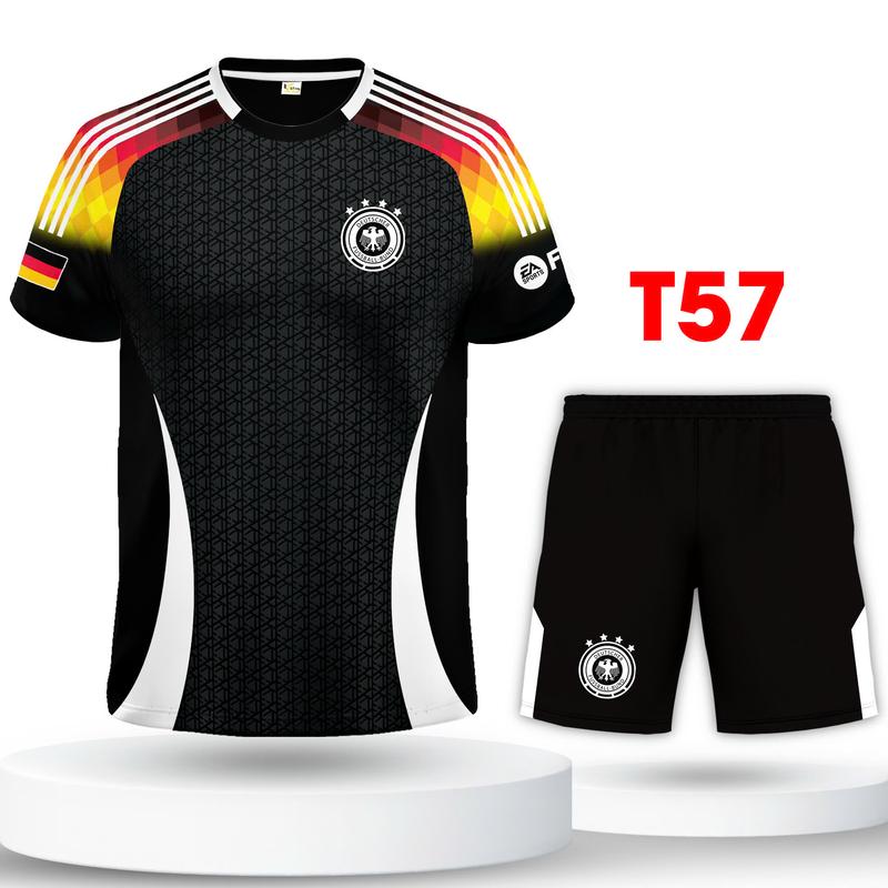 Bộ quần áo bóng đá, đồ đá banh Đức thun lạnh cao cấp logo thêu Top Sport