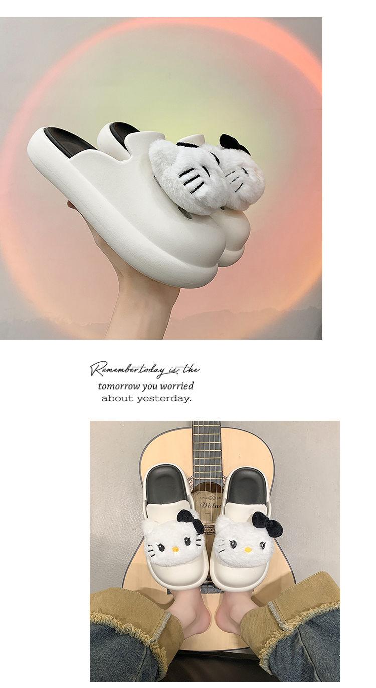Product Introduction of Búp Bê Mèo Kitty Hoạt Hình, Thiết Kế Dễ Thương, Kiểu Dép Lười Nửa Ngón Chân, Dành Cho Nữ, Thích Hợp Cho Mùa Hè, Có Thể Mặc Ngoài Trời, Hàng Mới Về 2024, Dép Đế Chống Trượt 27