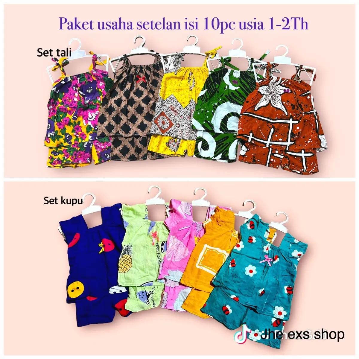 1-2Tahun isi 10pc Paket usaha setelan tali kupu anak perempuan Katun rayon