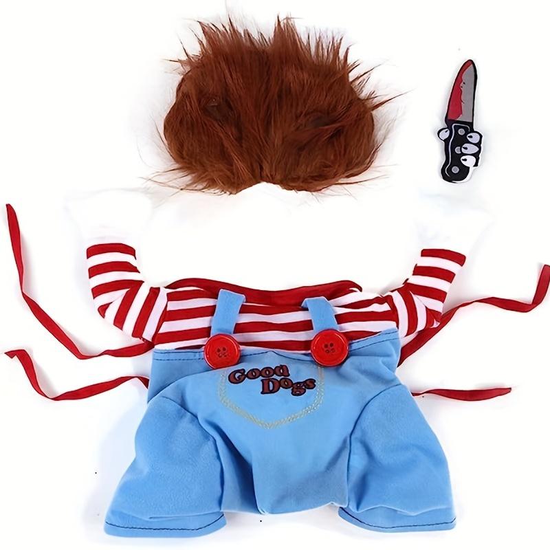 Halloween Deadly Doll Design Pet Dog Costume Halloween Clothes Wig And Knife Novelty Funny Scary Props Outfit Apparel Accessories 5