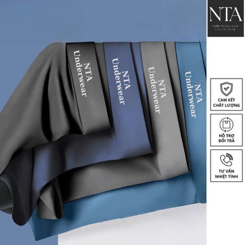 Hộp 4 Quần Sịp Nam Boxer Vải Lụa Lạnh Cao Cấp NTA Che tên sản phẩm Menswear Quần Boxer Quần Lót Nhung Thun