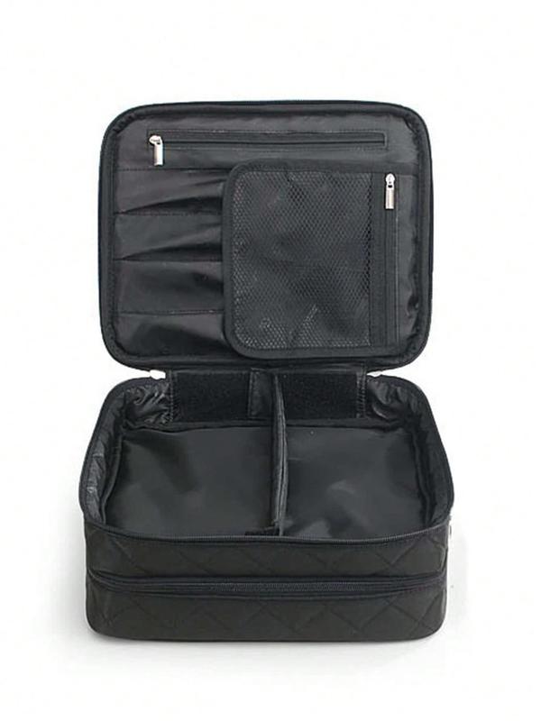 Double Layer Large Capacity Makeup Bag, Portable Travel Cosmetic Storage Bag, Zipper Makeup Organizer Pouch, Versatile Storage Bag for Travel, Office, Home 4
