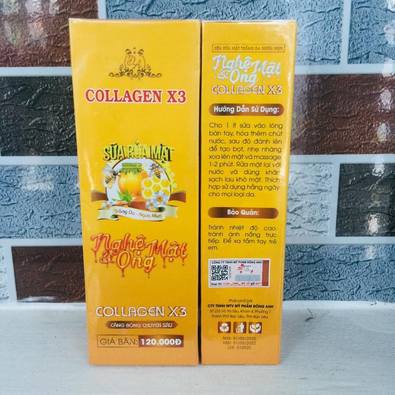 Sữa rửa mặt Nghệ Collagen X3 Đông Anh - Chính hãng Kiểm soát dầu Da nhạy cảm Tất cả các loại da Skincare Làm Đẹp Da sữa _ 2