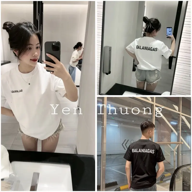 Áo Phông Nam Nữ Chữ Balen trước sau hàng đẹp full tag sườn, tag cổ