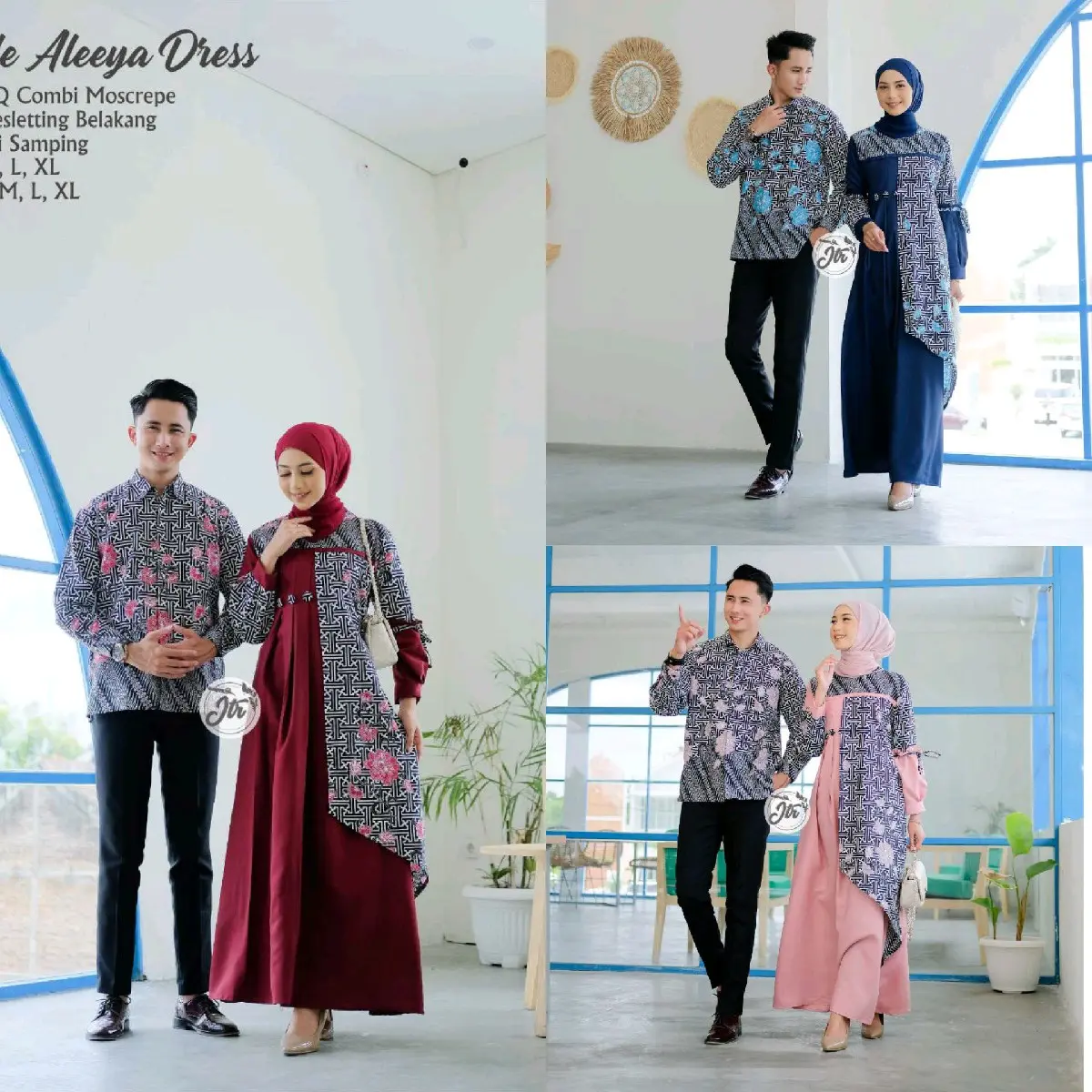 Couple Aleeya Dress Batik Couple Lebaran Muslim Gamis Katun