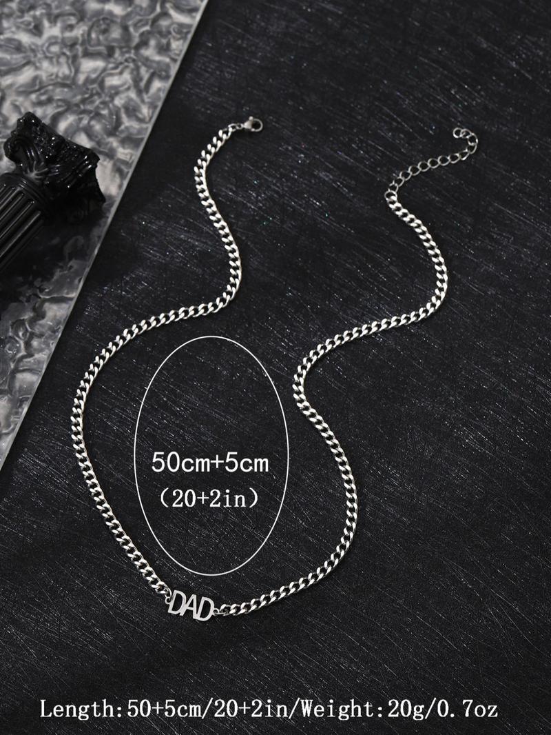 Product Introduction of Men's Punk Style Fashion DAD Letter Design Pendant Necklace, Casual Trendy Chain Necklace For Party Decoration, Elegant All-match Fashion Accessories for Daily Wear, Without Box 2