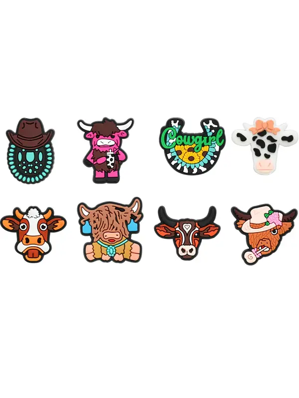 Random Style Cow Design Shoe Charm, Cute Cartoon Shoe Decoration for Women & Girls, Fashionable Shoes Decorations for Clogs for Daily Use 2