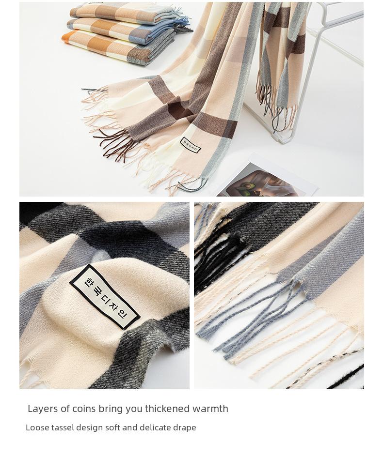 Product Introduction of New Plaid Scarf Women's Japanese and Korean Style Sweet Warm Scarf Fashion Shawl Autumn and Winter Artificial Cashmere Scarf enamel  pins selendang  bahu  klasik 18