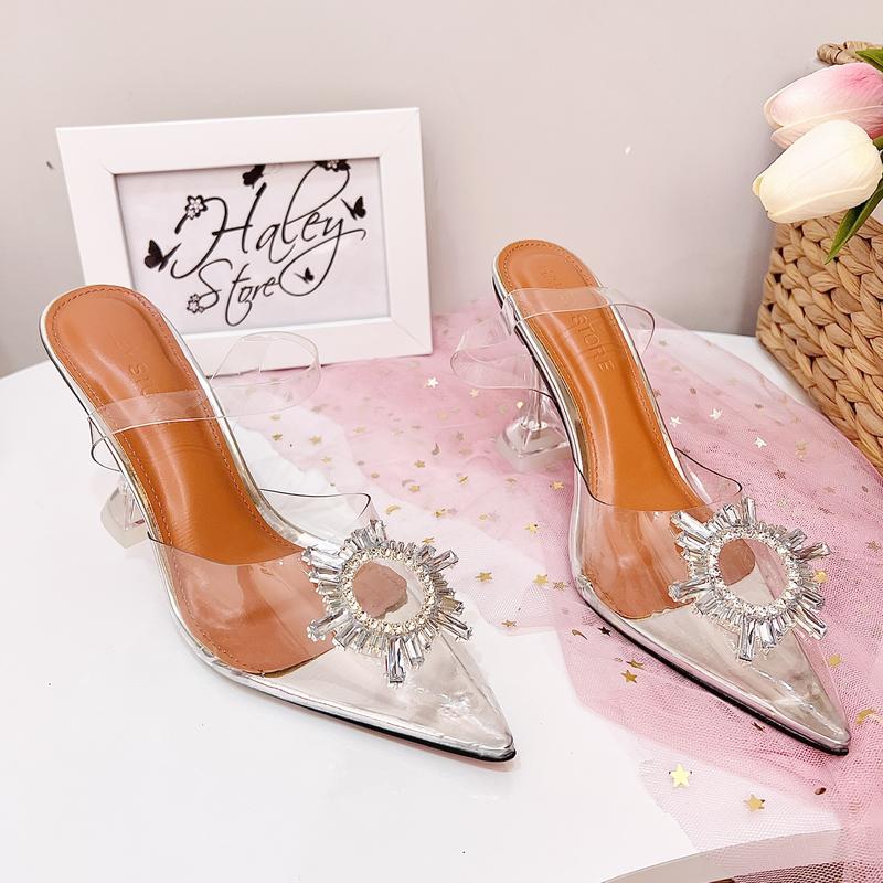 Product Introduction of (FORM NHỎ- LẤY LÊN 1 SIZE)Giày cao gót phale đá mặt trời bít mũi 9cm/7cm HALEY STORE mika trong suốt đi chơi đi tiệc đi làm đám cưới kỉ yếu 14