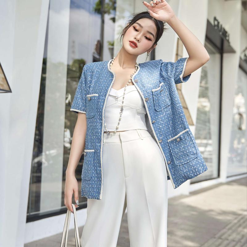  SUITS BY CHAN - Áo vest ánh cườm 4 túi - SCAO00022 Nữ Top 