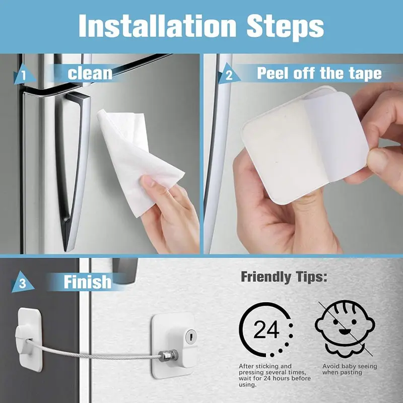 Khóa tủ bảo vệ trẻ em, cho cửa sổ, tủ quần áo trượt, tủ lạnh, với chìa khóa kim loại hoặc khóa mã, mật khẩu kỹ thuật số, khóa tủ 5